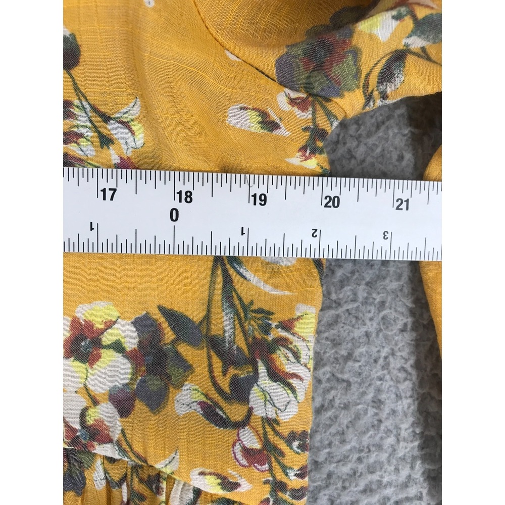 Unique Spectrum Blouse Women Size S 3/4 Bell Sleeves Empire Waist Yellow Floral - Picture 6 of 10